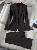 Yitimuceng ikdienas sieviešu uzvalku biroja komplekti 2023. gada jauni nolaižami apkakles bikses ar garām piedurknēm, ar vienu pogu žakete