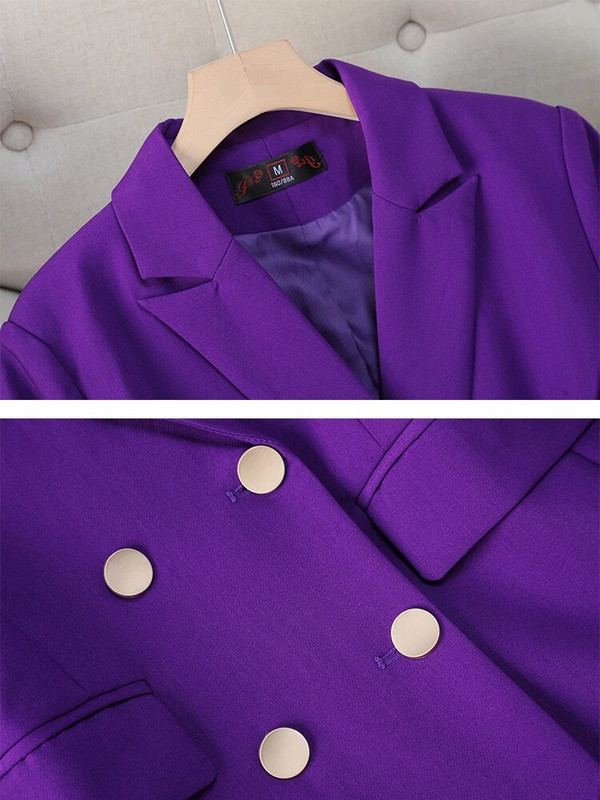 Modni M-8XL uredski ženski svečani komplet odijela s hlačama Ženska sivo ljubičasta ženska poslovna radna odjeća 2-dijelni sako i hlače