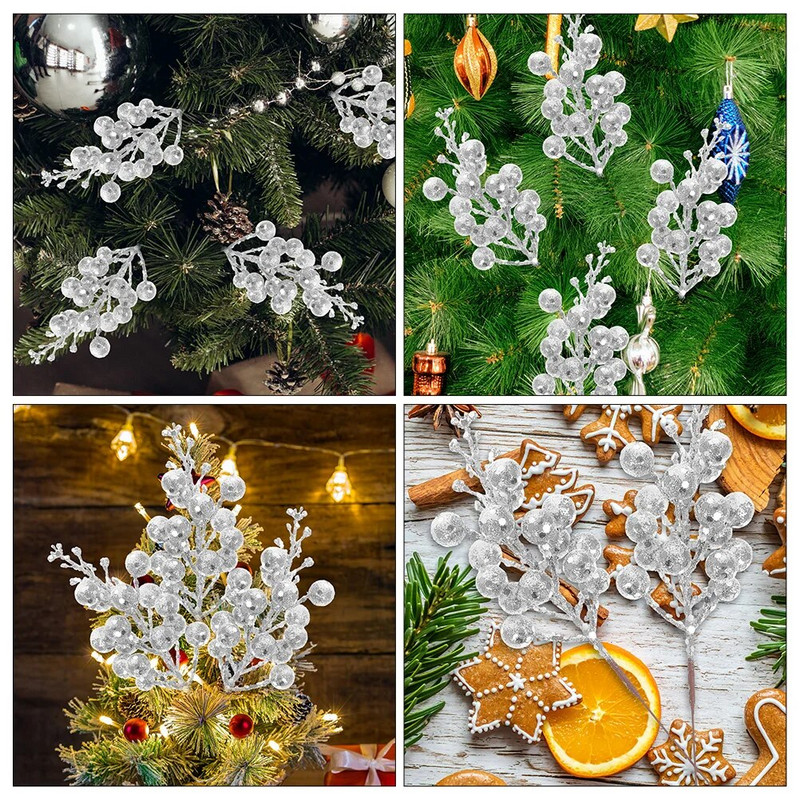 12 kom kućnog dekora Božićna imitacija bobičastog voća Ukrasi za drvce Pokloni za zabavu Rukotvorine Svjetlucave umjetne bobice Pijuci od lažne pjene