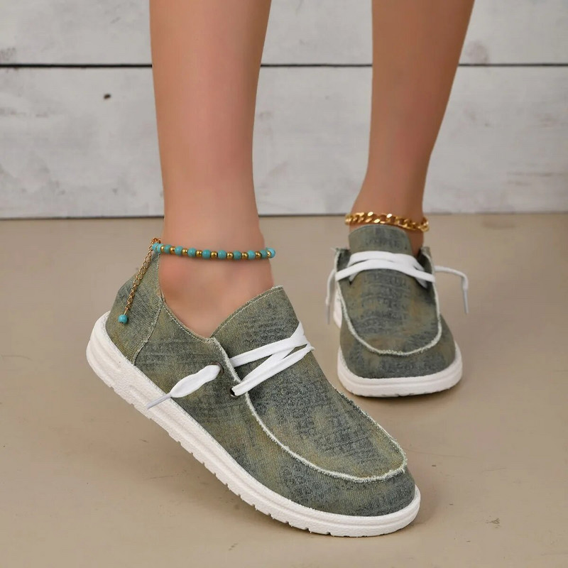 Biezs audekls, Sieviešu plakanie, pievelkamie sieviešu ķekati Rudens Jauni īpaši vieglas slinkas laivas apavi ikdienas kedas