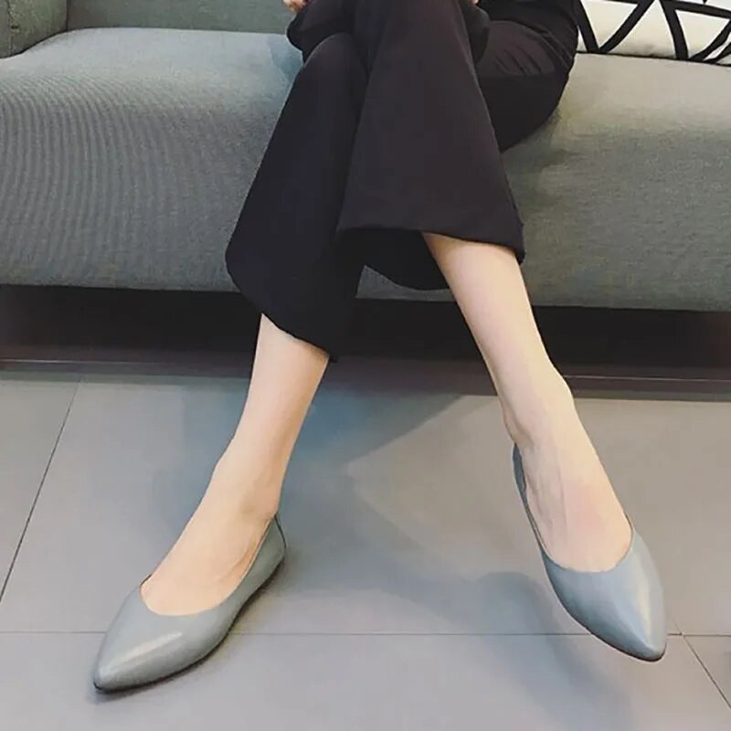 Plus Veličina 41 Ženske cipele sa šiljatim prstima za čamce, ravne cipele s mekanim potplatom, udobne Zapatos Mujer crne 1445N