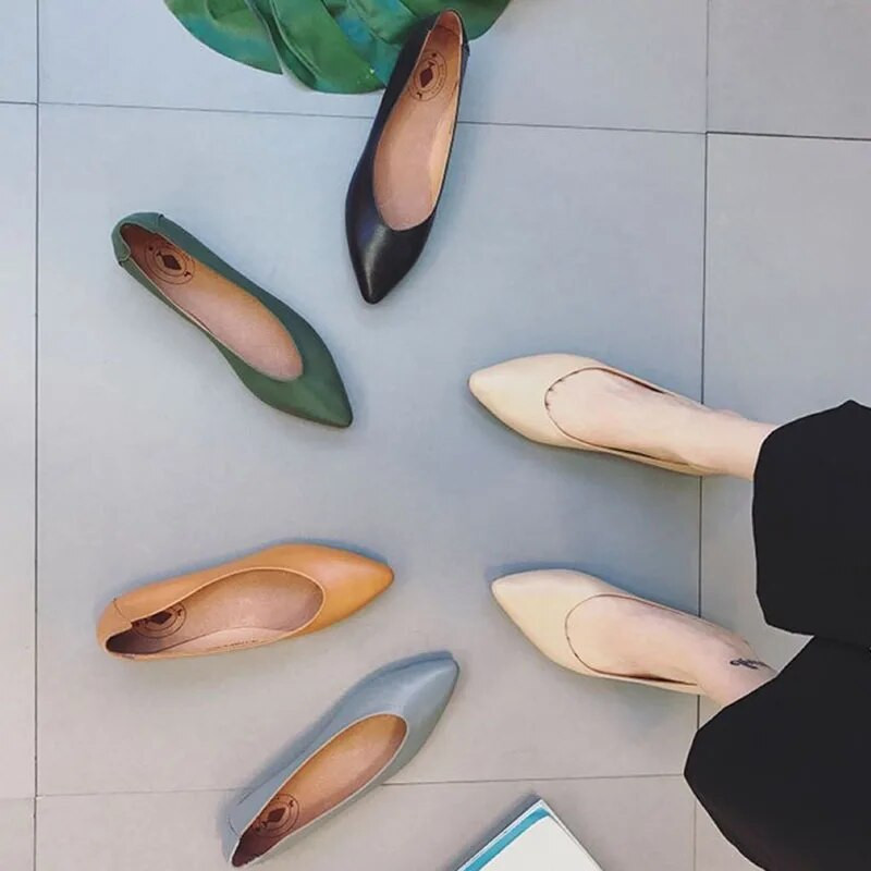 Plus Veličina 41 Ženske cipele sa šiljatim prstima za čamce, ravne cipele s mekanim potplatom, udobne Zapatos Mujer crne 1445N