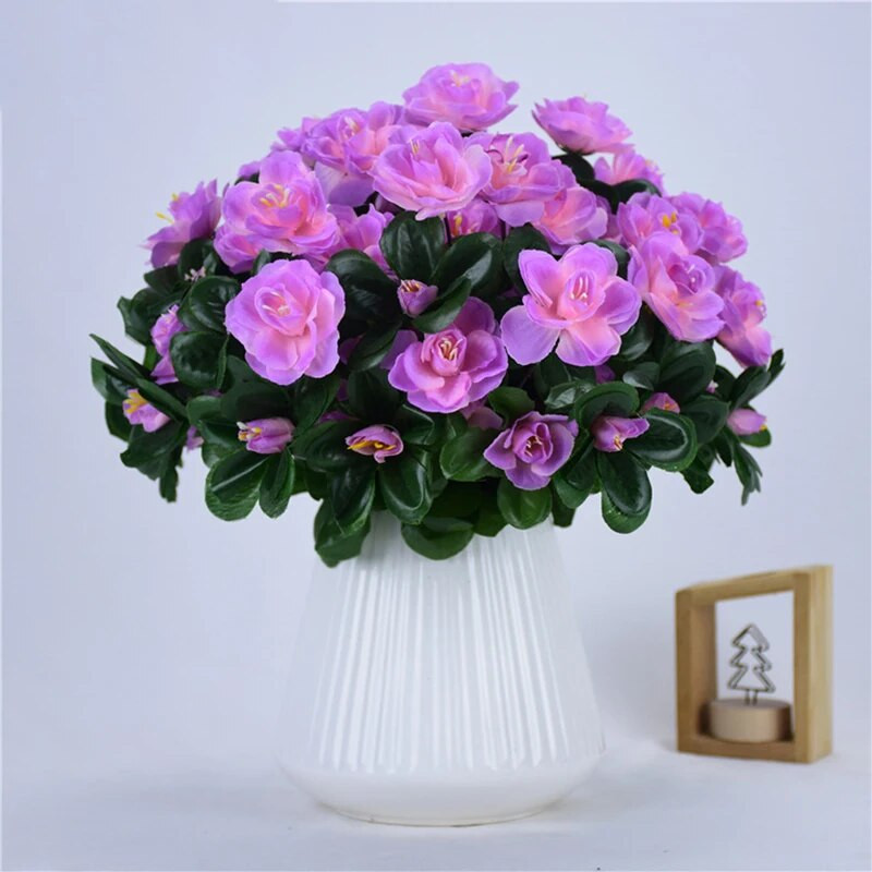 21 galva Mākslīgie acāliju ziedi Viltus ziedu pušķi Simulācija Rododendri Guļamistabas kāzu galdi Mājas dārza dekorēšana