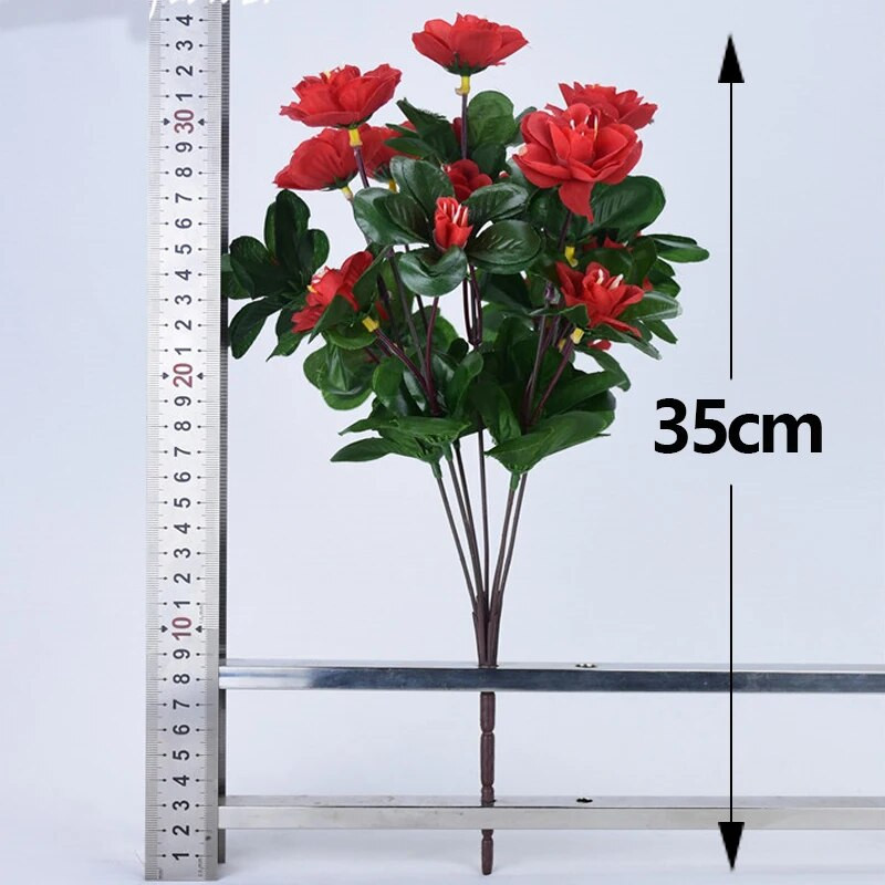 21 galva Mākslīgie acāliju ziedi Viltus ziedu pušķi Simulācija Rododendri Guļamistabas kāzu galdi Mājas dārza dekorēšana