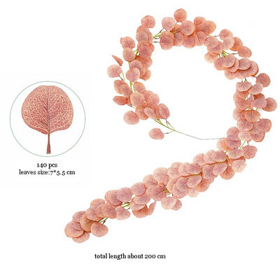 2 m eikalipta lapas vītnes Mākslīgi zaļi lapotnes vīnogulāji kāzu arkai dārzam āra dekorēšanai Zīda rotangpalmas augi