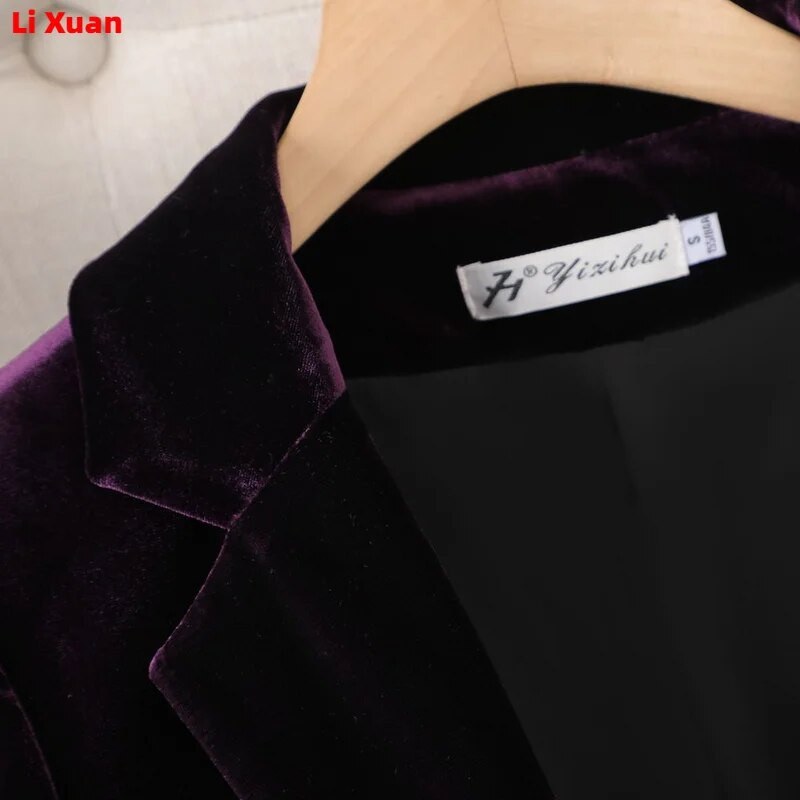 Korejski visokokvalitetni baršunasti jesenski zimski formalni ženski sakoi Poslovna odijela s kompletima Radna odjeća Uredska uniforma Hlače Jakna
