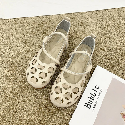 Čista ručno izrađena koža za glavu, udobne mekane kožne cipele u nacionalnom stilu, mekane potplate, ženske ravne cipele s kopčom