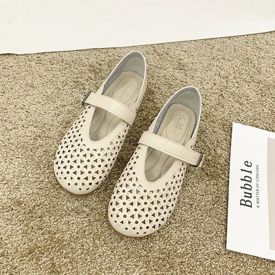 Čista ručno izrađena koža za glavu, udobne mekane kožne cipele u nacionalnom stilu, mekane potplate, ženske ravne cipele s kopčom