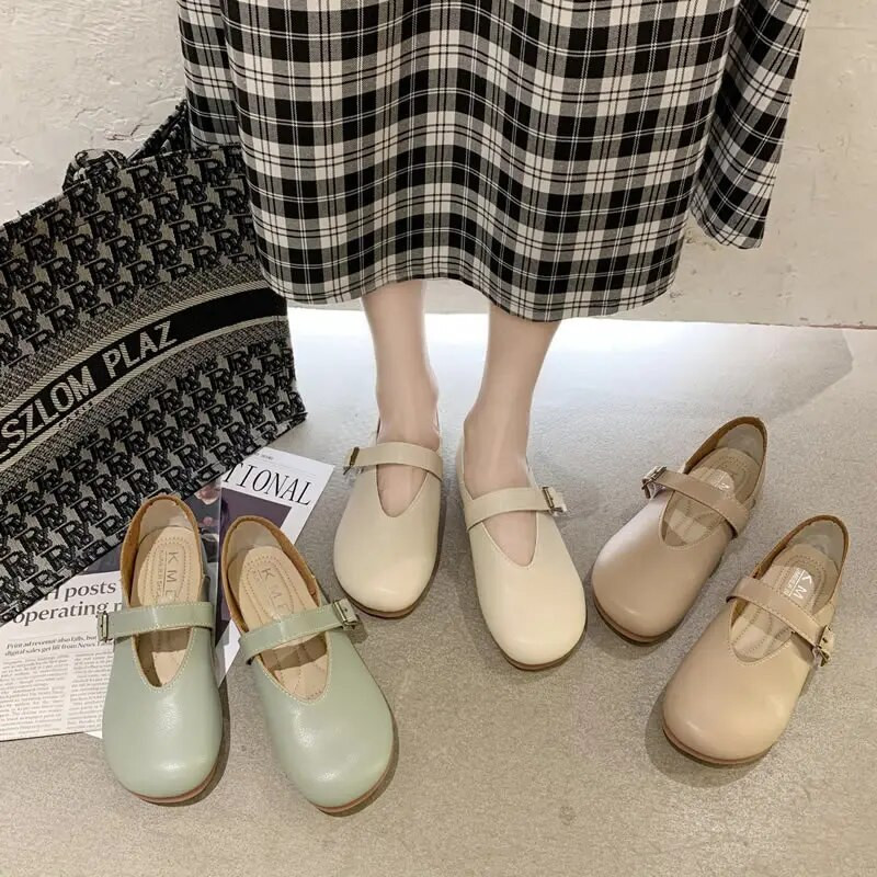 Čista ručno izrađena koža za glavu, udobne mekane kožne cipele u nacionalnom stilu, mekane potplate, ženske ravne cipele s kopčom