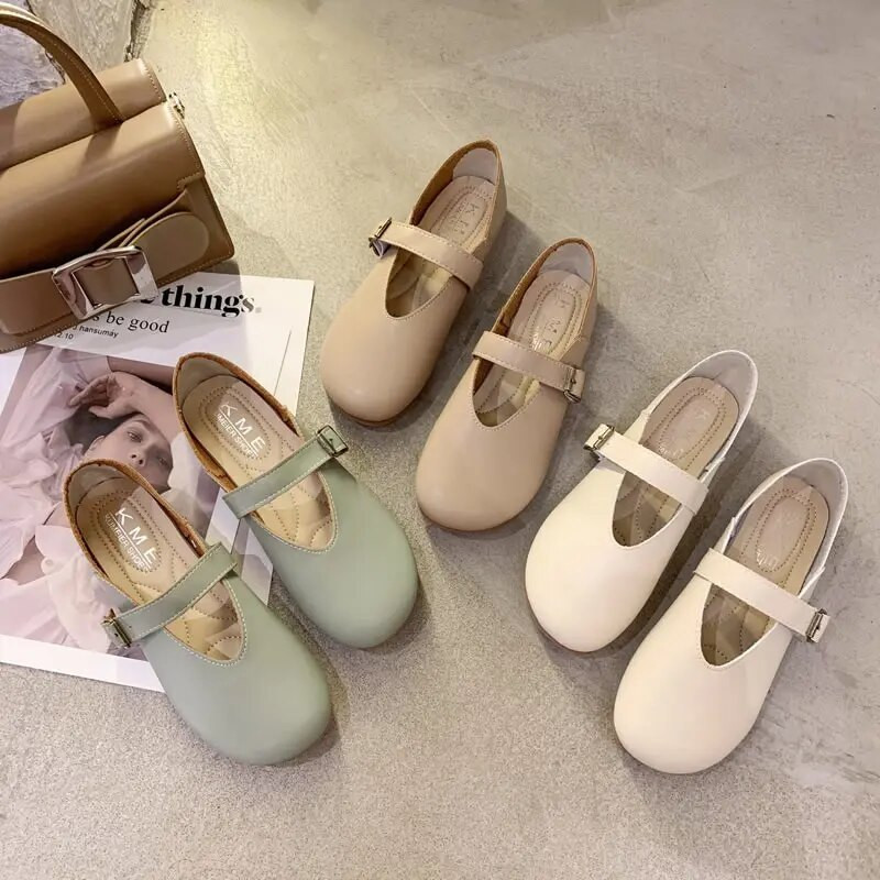 Čista ručno izrađena koža za glavu, udobne mekane kožne cipele u nacionalnom stilu, mekane potplate, ženske ravne cipele s kopčom