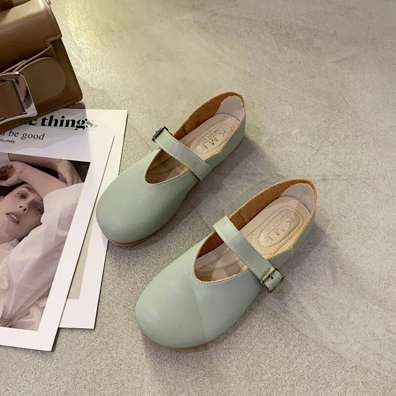 Čista ručno izrađena koža za glavu, udobne mekane kožne cipele u nacionalnom stilu, mekane potplate, ženske ravne cipele s kopčom