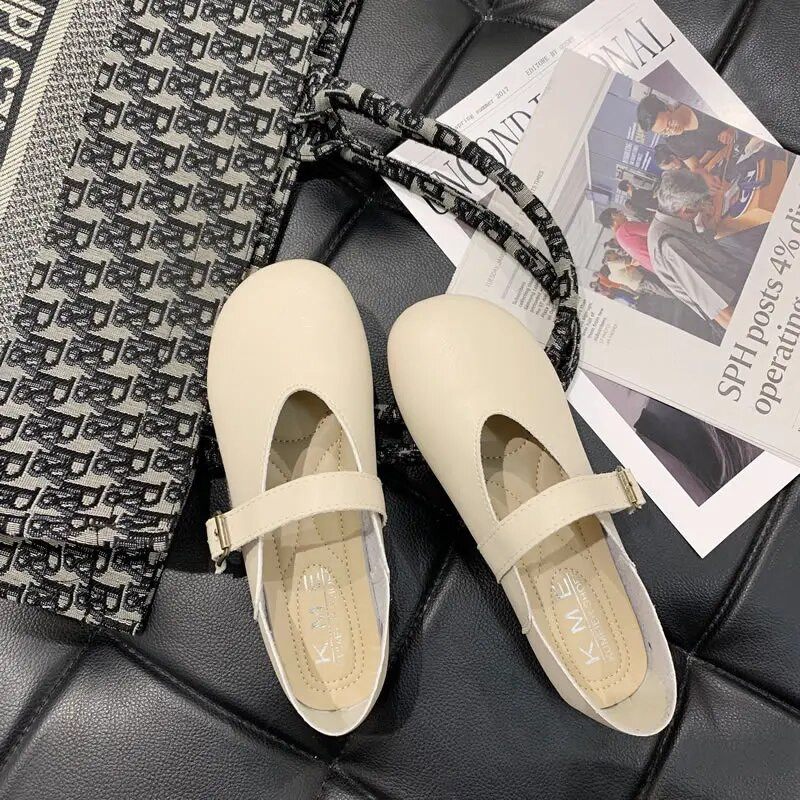 Čista ručno izrađena koža za glavu, udobne mekane kožne cipele u nacionalnom stilu, mekane potplate, ženske ravne cipele s kopčom