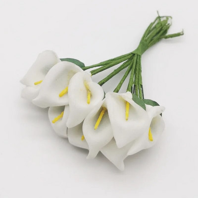 12PCS Mini pjena Calla Ručno izrađeni buket umjetnog cvijeća Vjenčane dekoracije DIY vijenac Poklon kutija Scrapbooking Rukotvorine Lažno cvijeće