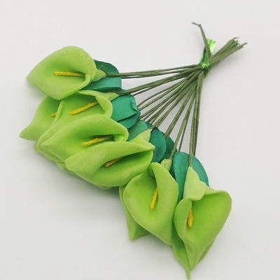 12PCS Mini pjena Calla Ručno izrađeni buket umjetnog cvijeća Vjenčane dekoracije DIY vijenac Poklon kutija Scrapbooking Rukotvorine Lažno cvijeće