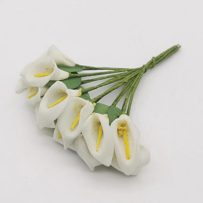 12PCS Mini pjena Calla Ručno izrađeni buket umjetnog cvijeća Vjenčane dekoracije DIY vijenac Poklon kutija Scrapbooking Rukotvorine Lažno cvijeće