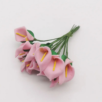 12PCS Mini pjena Calla Ručno izrađeni buket umjetnog cvijeća Vjenčane dekoracije DIY vijenac Poklon kutija Scrapbooking Rukotvorine Lažno cvijeće