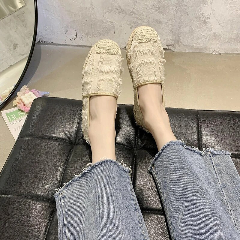 Ženske ravne balerinke Natikače Ležerne ženske platnene cipele Mokasine Prozračne ženske espadrile Obuća za vožnju Zapatos Muje