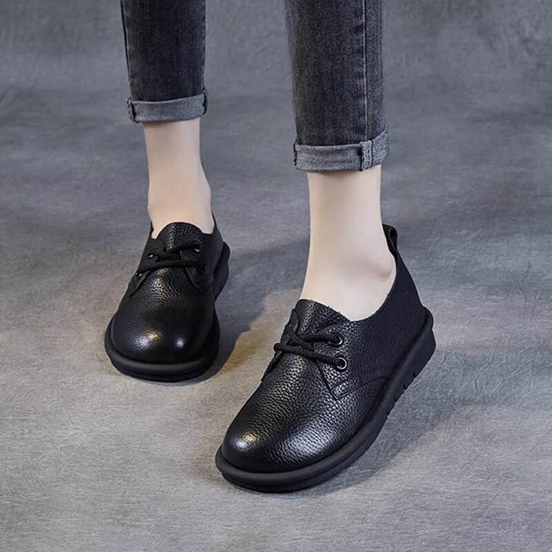 2023. gada Oksfordas pavasara/rudens sieviešu plakani apavi sievietēm Mākslīgās ādas ikdienas plakanie sieviešu apavi ar šņorēm