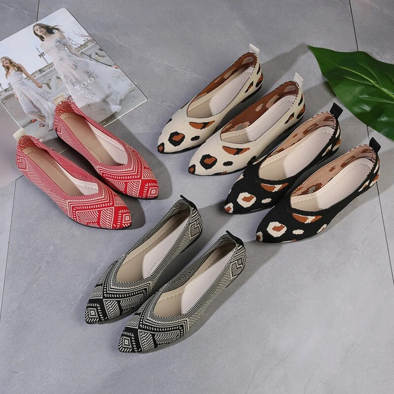 2023. Ženska obuća velika 41 42 Moda za proljeće i jesen Ženske pletene prozračne neklizajuće tenisice Ženske ravne cipele sa špicom