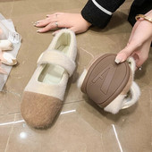 Jaunas ziemas sieviešu, plakanas, kokvilnas polsterētas Mary Jane kurpes Modes Sieviešu komforta apavi, kas uztur siltumu, plakani sieviešu plīša ikdienas āra apavi