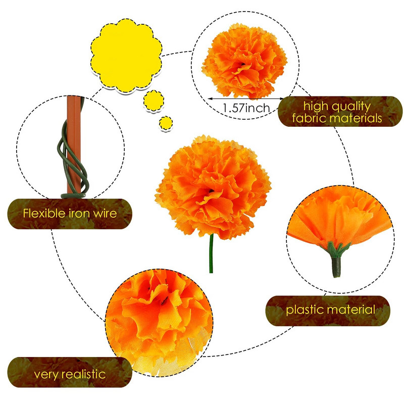 Umjetno cvijeće nevena za Noć vještica Umjetno cvijeće nevena za rođendansku zabavu Diwali Dekoracija za zabavu povodom Dana zahvalnosti