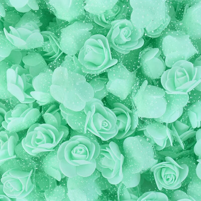 200/100kom 2cm pjenasti medvjed ruža s tilom Mini glava od umjetnog cvijeća za vjenčanje Home Decor DIY božićni vijenac Rukotvorine