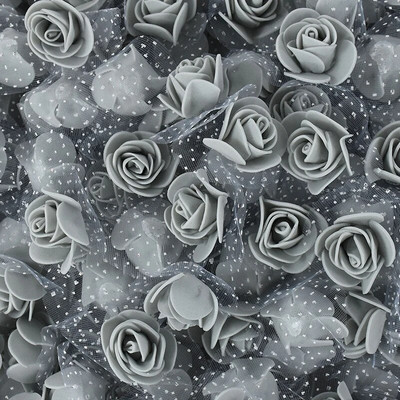 200/100kom 2cm pjenasti medvjed ruža s tilom Mini glava od umjetnog cvijeća za vjenčanje Home Decor DIY božićni vijenac Rukotvorine