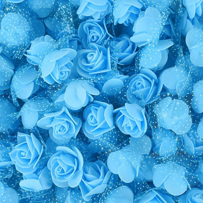 200/100kom 2cm pjenasti medvjed ruža s tilom Mini glava od umjetnog cvijeća za vjenčanje Home Decor DIY božićni vijenac Rukotvorine