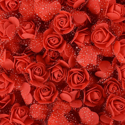 200/100kom 2cm pjenasti medvjed ruža s tilom Mini glava od umjetnog cvijeća za vjenčanje Home Decor DIY božićni vijenac Rukotvorine