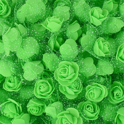 200/100kom 2cm pjenasti medvjed ruža s tilom Mini glava od umjetnog cvijeća za vjenčanje Home Decor DIY božićni vijenac Rukotvorine