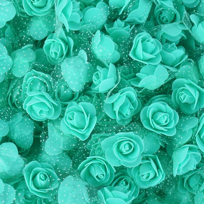 200/100kom 2cm pjenasti medvjed ruža s tilom Mini glava od umjetnog cvijeća za vjenčanje Home Decor DIY božićni vijenac Rukotvorine