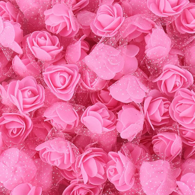 200/100kom 2cm pjenasti medvjed ruža s tilom Mini glava od umjetnog cvijeća za vjenčanje Home Decor DIY božićni vijenac Rukotvorine