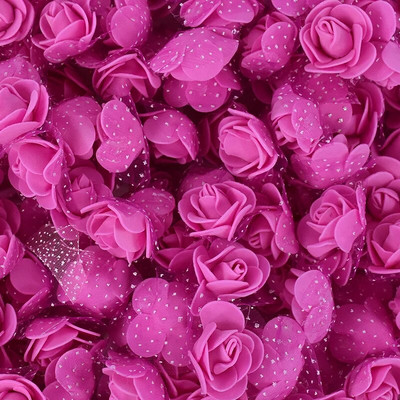 200/100kom 2cm pjenasti medvjed ruža s tilom Mini glava od umjetnog cvijeća za vjenčanje Home Decor DIY božićni vijenac Rukotvorine