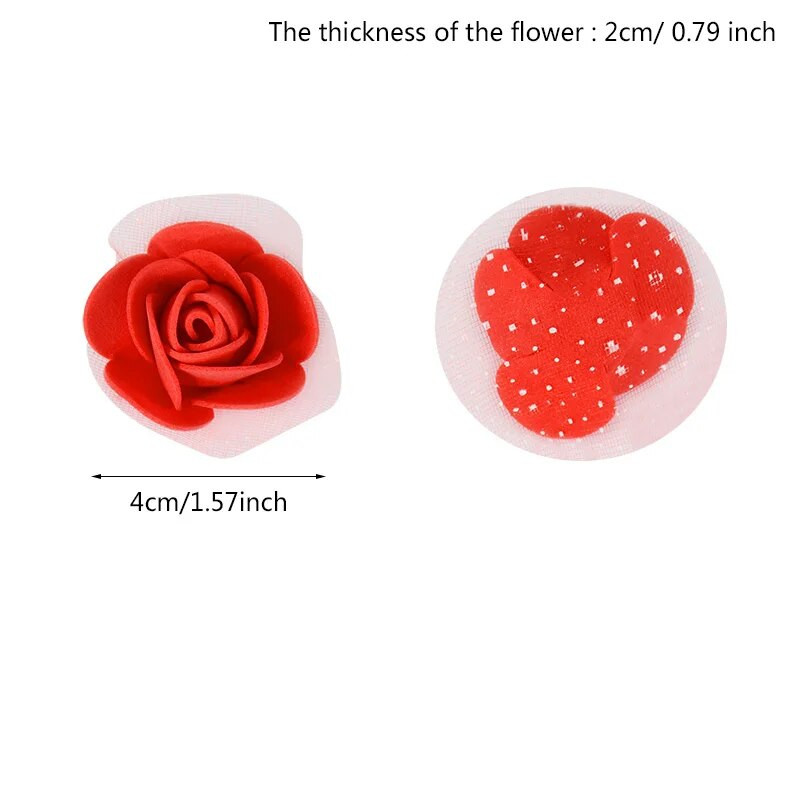 200/100kom 2cm pjenasti medvjed ruža s tilom Mini glava od umjetnog cvijeća za vjenčanje Home Decor DIY božićni vijenac Rukotvorine