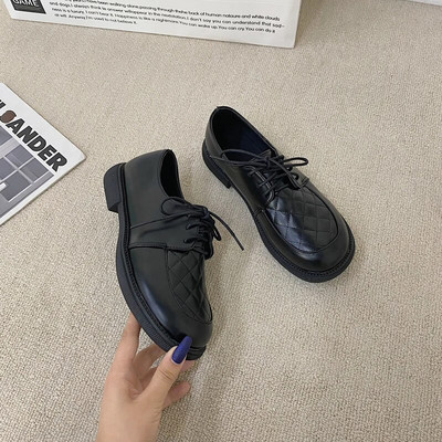 Női alkalmi cipő Női Oxford lapos forma Stílusos Egyszerű Teljesen Fekete Office Női Kényelmes Lapos Női Cipők Kerek orr