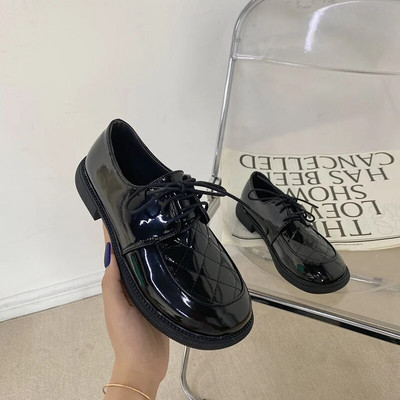 Női alkalmi cipő Női Oxford lapos forma Stílusos Egyszerű Teljesen Fekete Office Női Kényelmes Lapos Női Cipők Kerek orr