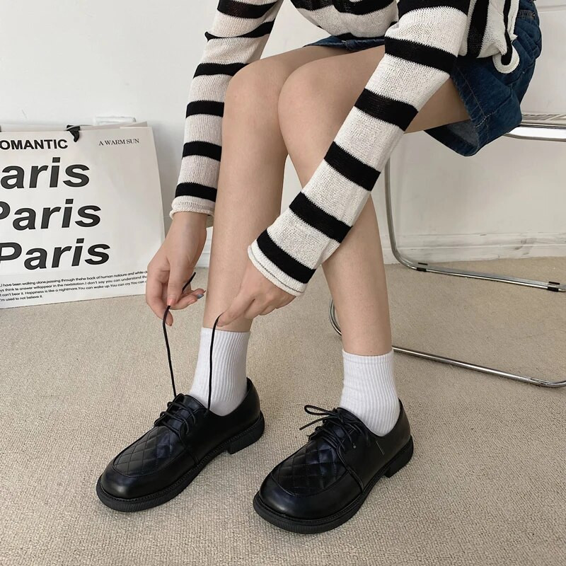 Női alkalmi cipő Női Oxford lapos forma Stílusos Egyszerű Teljesen Fekete Office Női Kényelmes Lapos Női Cipők Kerek orr