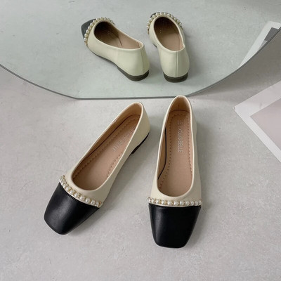 Ženska ljetna obuća Cipele na špic za žene 2023. Ravne crne mokasine Ravne normalne kožne ležerne cipele Pearl on Promotion