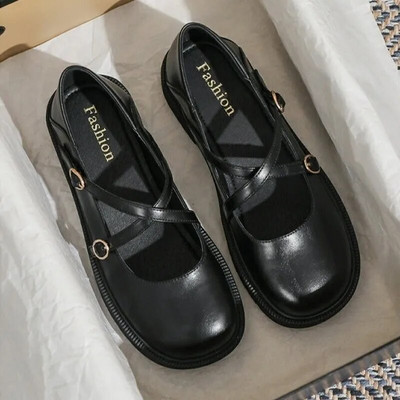 Īpaši mīkstas sieviešu ādas apavi Jaunas japāņu koledžas stila uniforma vienvietīgas kurpes Sieviešu britu plakanas sieviešu apavi Mary Jane kurpes