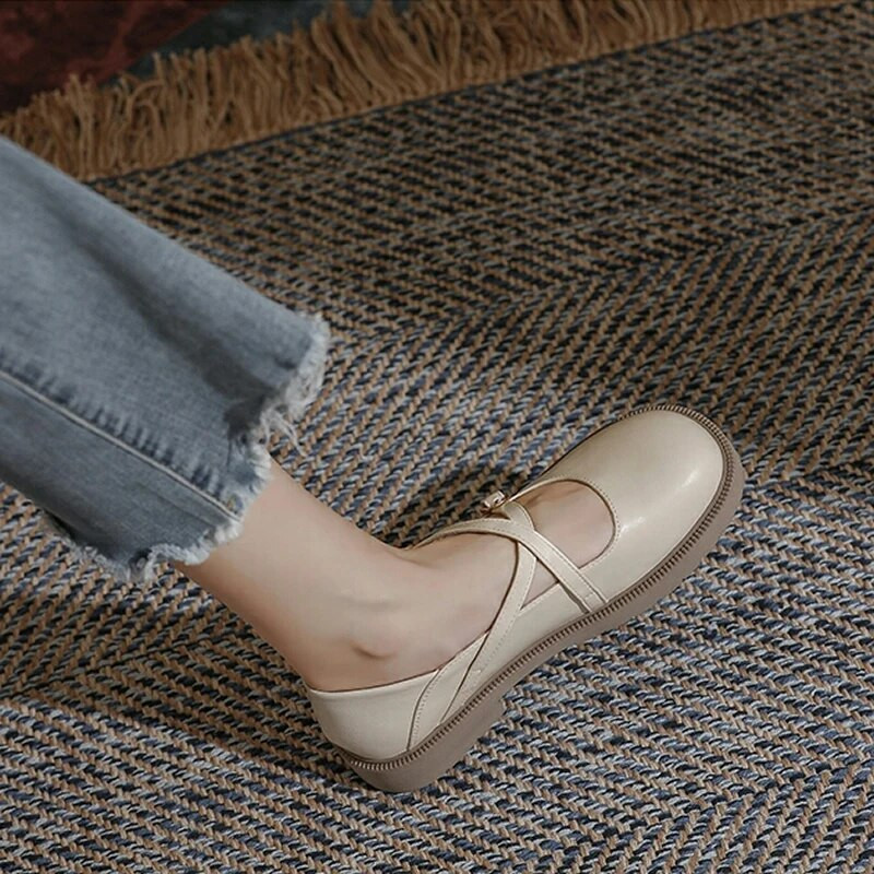 Īpaši mīkstas sieviešu ādas apavi Jaunas japāņu koledžas stila uniforma vienvietīgas kurpes Sieviešu britu plakanas sieviešu apavi Mary Jane kurpes