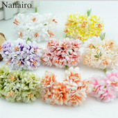 6gab. Mini zīda mākslīgo ziedu pušķis ar gradientu putekšņlapām roku darbs, albums, DIY vainags, kāzu rotājums viltus ziedu rokdarbi