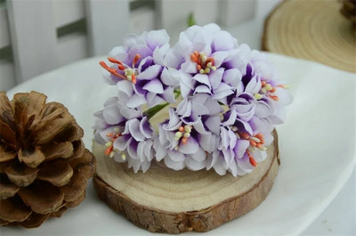 6gab. Mini zīda mākslīgo ziedu pušķis ar gradientu putekšņlapām roku darbs, albums, DIY vainags, kāzu rotājums viltus ziedu rokdarbi