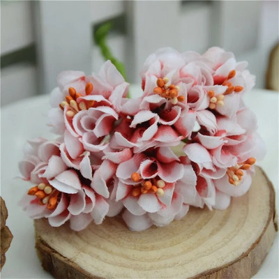 6gab. Mini zīda mākslīgo ziedu pušķis ar gradientu putekšņlapām roku darbs, albums, DIY vainags, kāzu rotājums viltus ziedu rokdarbi