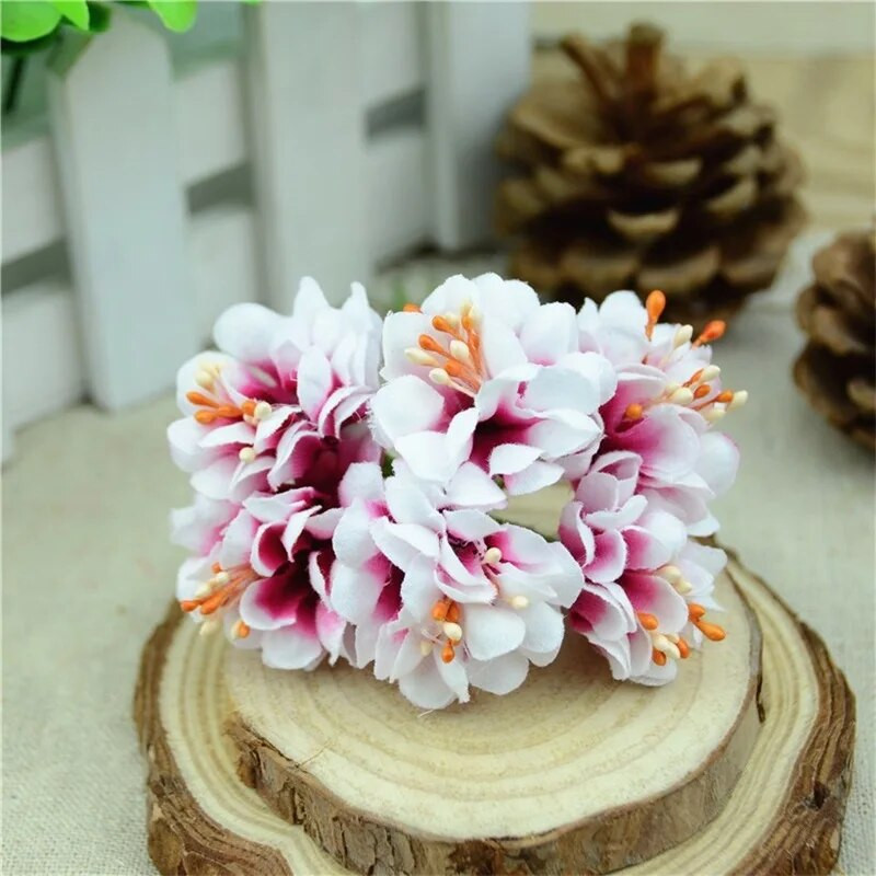 6gab. Mini zīda mākslīgo ziedu pušķis ar gradientu putekšņlapām roku darbs, albums, DIY vainags, kāzu rotājums viltus ziedu rokdarbi