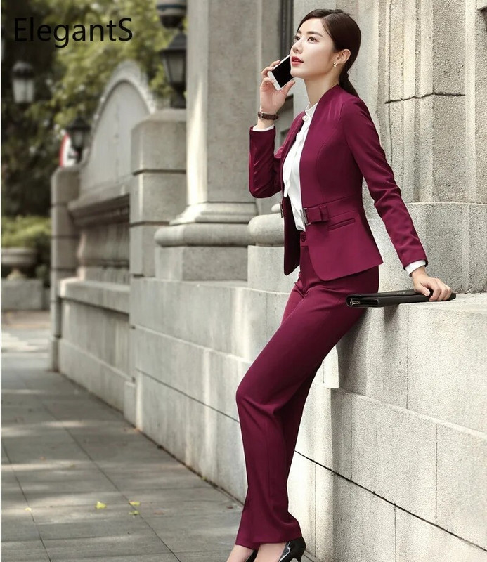 Modna odjeća za 2023. Uredske dame Poslovna radna odjeća Uniforme Odijela Ženska 2-dijelna sakoa Kompleti Svečana odijela s hlačama Ženska odjeća