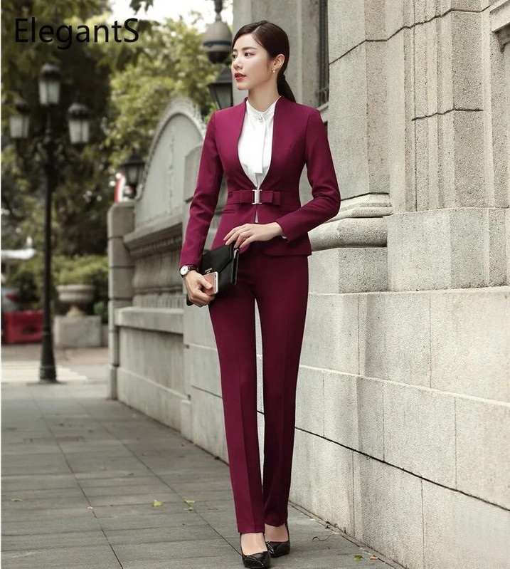Modna odjeća za 2023. Uredske dame Poslovna radna odjeća Uniforme Odijela Ženska 2-dijelna sakoa Kompleti Svečana odijela s hlačama Ženska odjeća