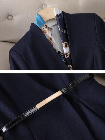 Κομψό γυναικείο παντελόνι Navy Apricot Γυναικείο γυναικείο σακάκι με λαιμόκοψη με λαιμόκοψη σακάκι και παντελόνι Γυναικείο επαγγελματικό επίσημο σετ 2 τεμαχίων