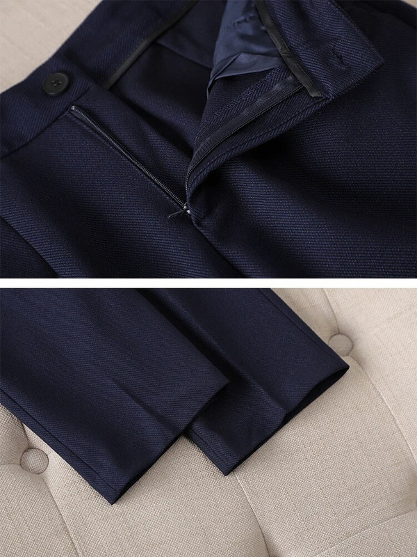 Merevärvi aprikoosi elegantne naiste pükskostüüm, naiste V-kaelusega volangjakk, bleiser ja püksid, naiste tööriietus, pidulik 2-osaline komplekt