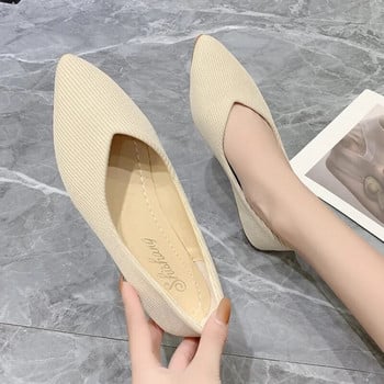 2022 Нова мода Универсални дамски обувки Едноцветни темпераментни дамски обувки Плоско дъно Остри пръсти Прости обувки за жени