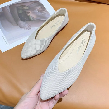 2022 Нова мода Универсални дамски обувки Едноцветни темпераментни дамски обувки Плоско дъно Остри пръсти Прости обувки за жени